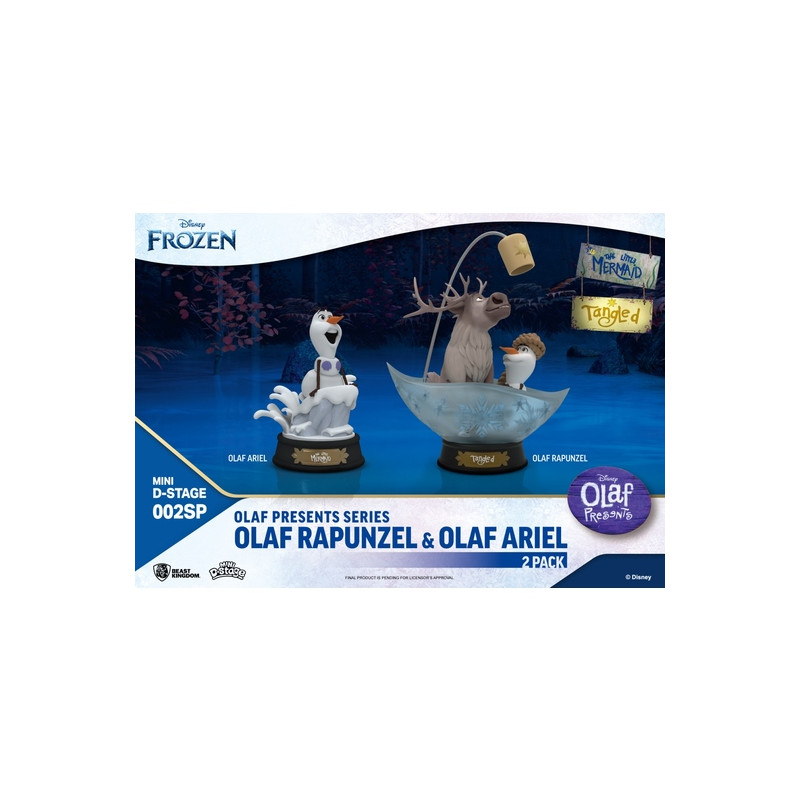 LOT DE 2 FIGURINES MINI DSTAGE DISNEY OLAF PRÉSENTE RAIPONCE ET LA PETITE SIRÈNE ÉDITION EXCLUSIVE DISNEY