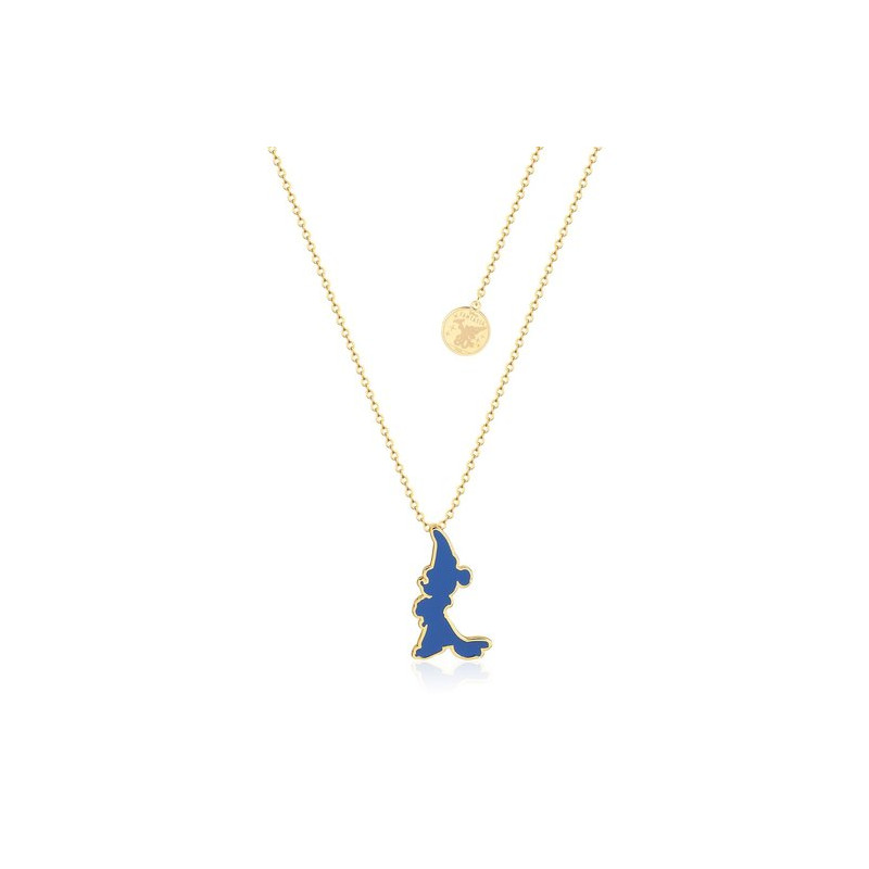 COLLIER DISNEY FANTASIA MICKEY SILHOUETTE BLEU PLAQUÉ OR