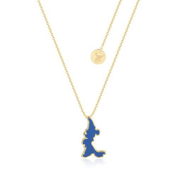 COLLIER DISNEY FANTASIA MICKEY SILHOUETTE BLEU PLAQUÉ OR