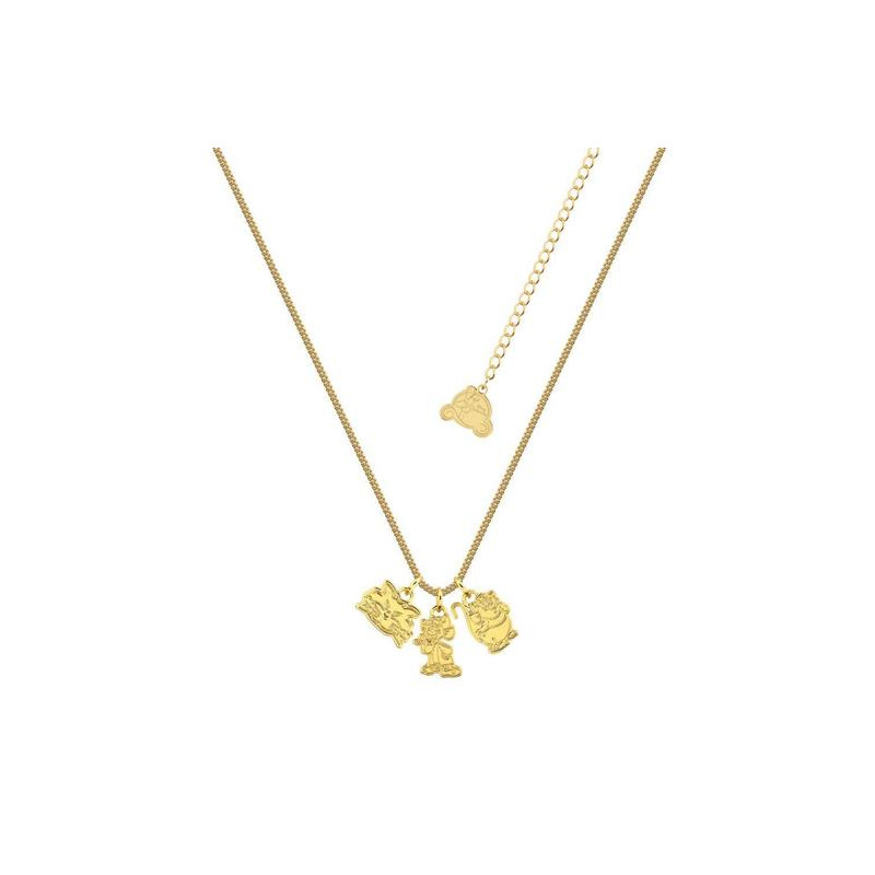 PENDENTIF DISNEY CENDRILLON JACK GUS & LUCIFER EN DORÉ À L’OR FIN