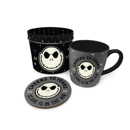 SET BOITE METAL MUG ET SOUS VERRE ETRANGE NOEL DE MONSIEUR JACK DISNEY