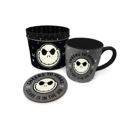 SET BOITE METAL MUG ET SOUS VERRE ETRANGE NOEL DE MONSIEUR JACK DISNEY