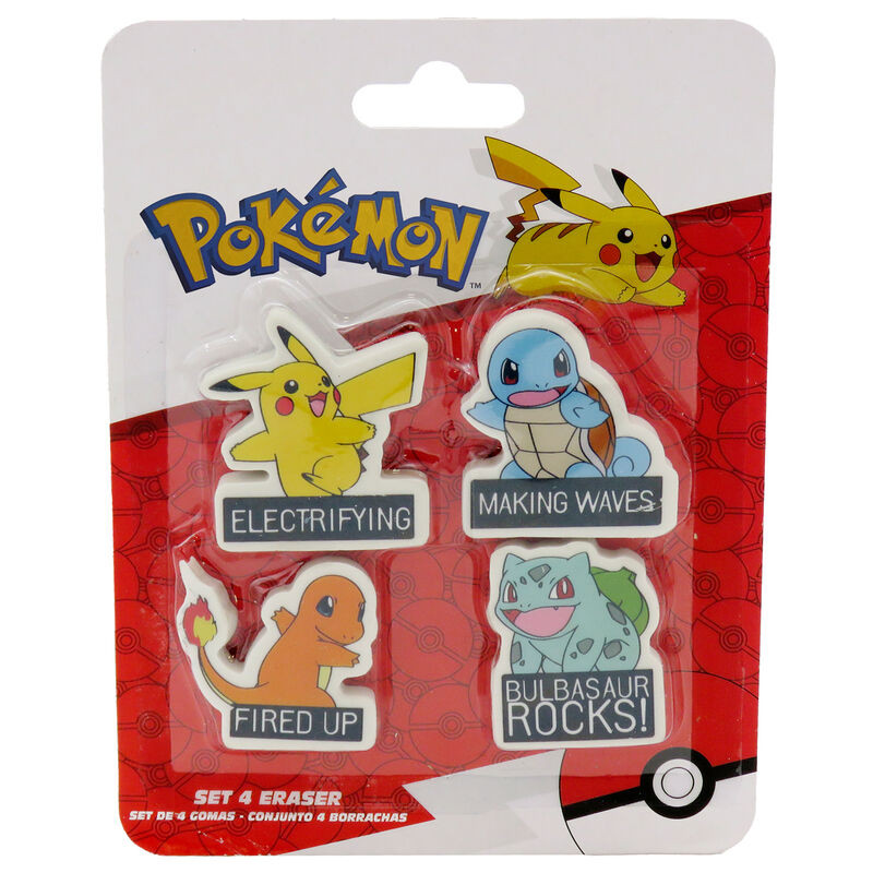 Lot de 4 gommes Strater - Pokémon