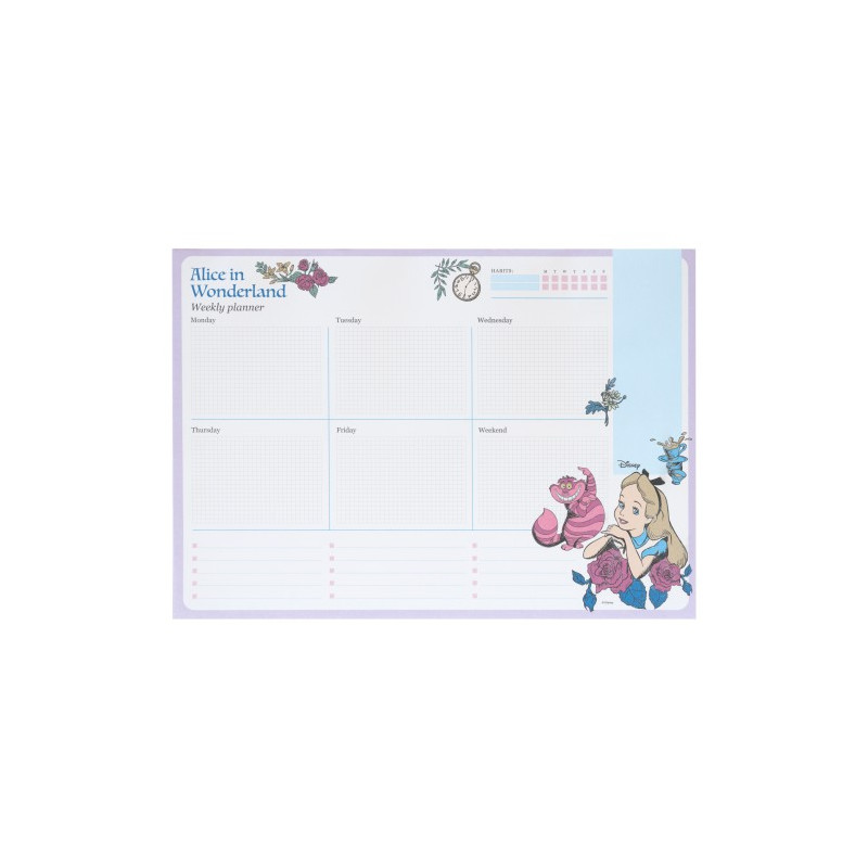 BLOC PLANIFICATEUR HEBDOMADAIRE A4 DISNEY ALICE AU PAYS DES MERVEILLES