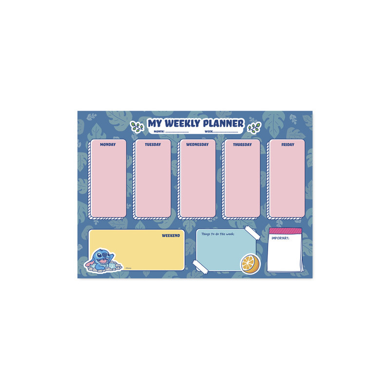 BLOC PLANIFICATEUR HEBDOMADAIRE A4 DISNEY STITCH
