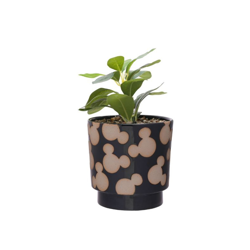MICKEY Shapes Black&White Pot + Fausse Plante