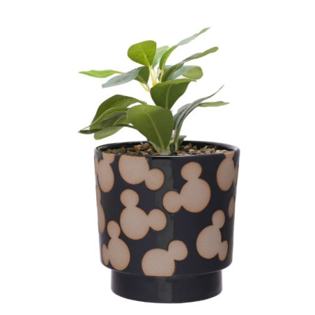 MICKEY Shapes Black&White Pot + Fausse Plante