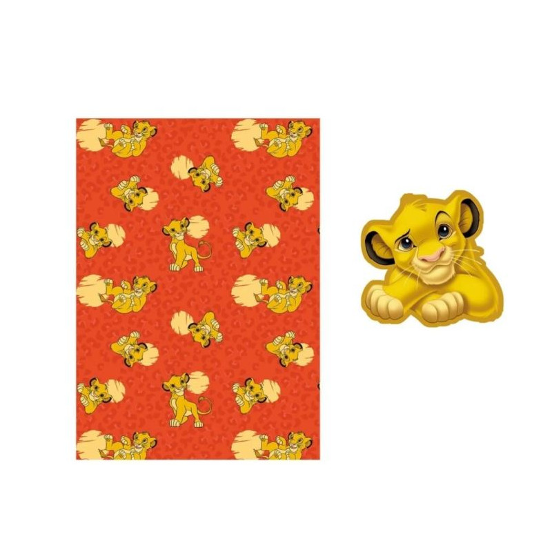 LE ROI LION - Simba - Couverture Corail 100x140cm + Coussin disney