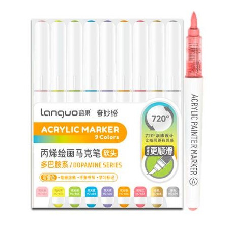 SET FEUTRE MARQUEUR ACRYLIC SERIE ARC EN CIEL LANGUO