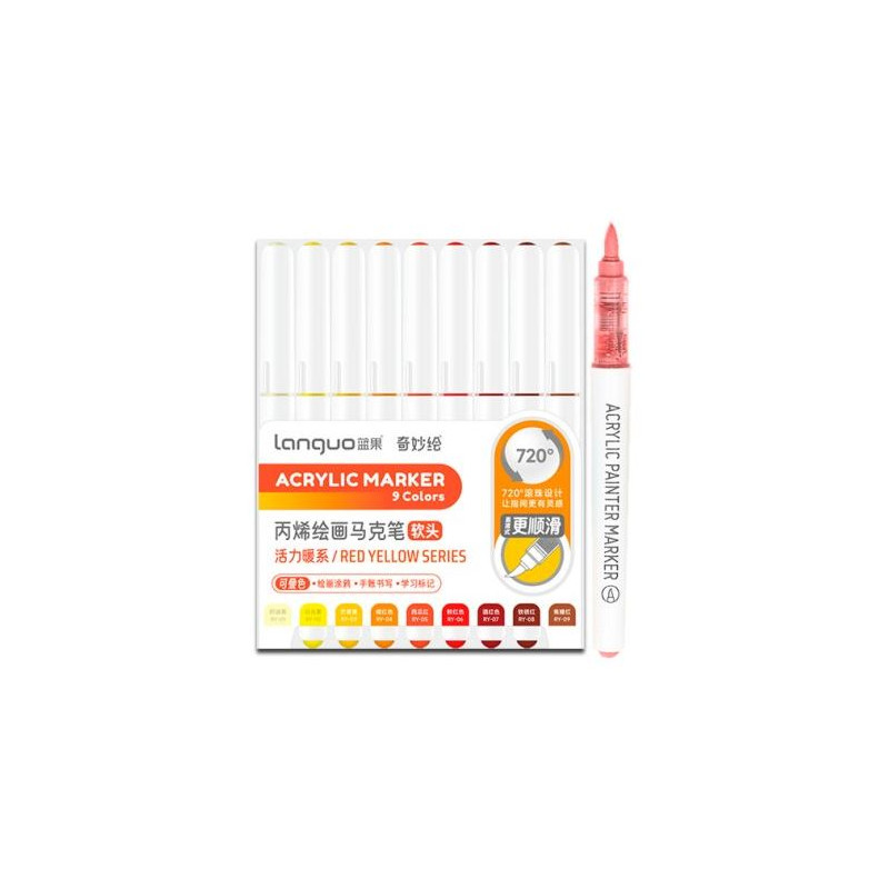 SET FEUTRE MARQUEUR ACRYLIC SERIE ROUGE JAUNE LANGUO