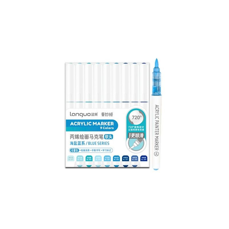 SET FEUTRE MARQUEUR ACRYLIC SERIE BLEUE LANGUO