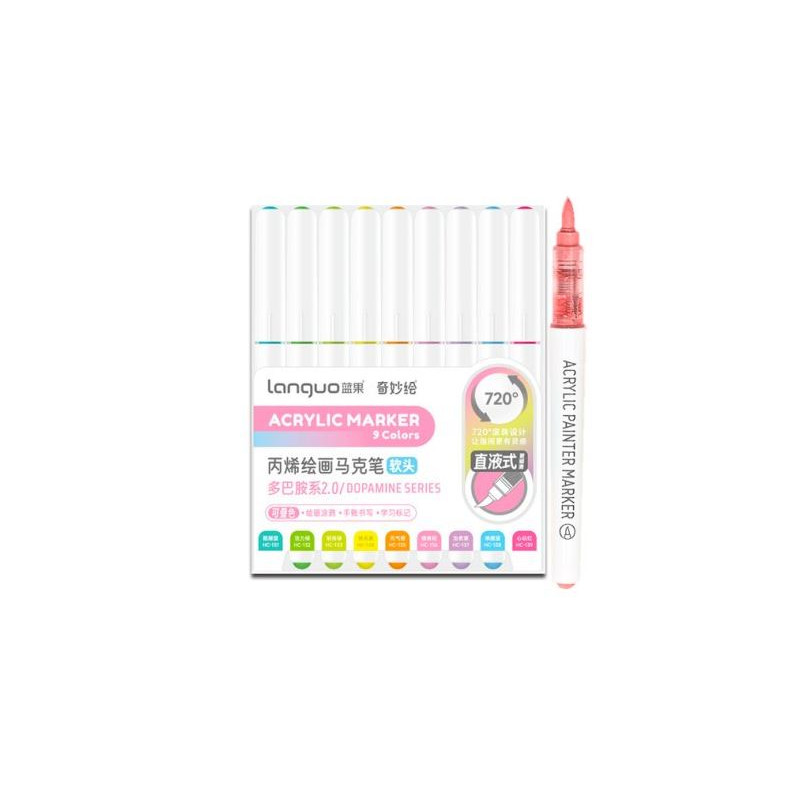 SET FEUTRE MARQUEUR ACRYLIC SERIE ARC EN CIEL 2 LANGUO