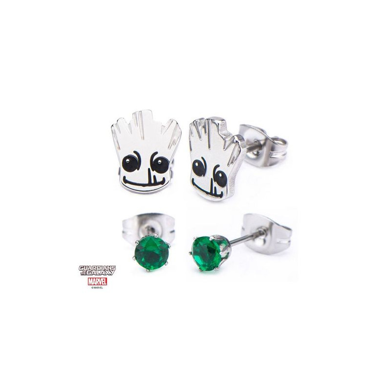 LOT BOUCLES D’OREILLES MARVEL LES GARDIENS DE LA GALAXIE GROOT VISAGE