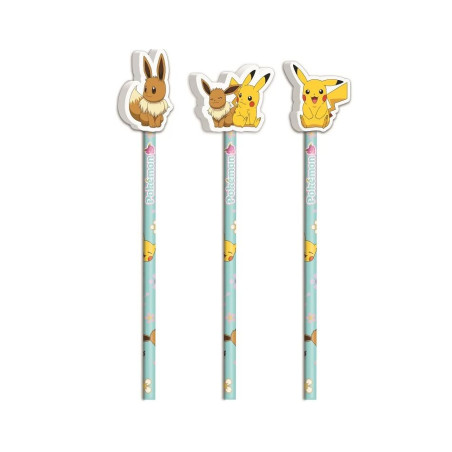 POKEMON - Collection Flower - Set de 3 Crayons avec Topper