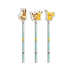 POKEMON - Collection Flower - Set de 3 Crayons avec Topper
