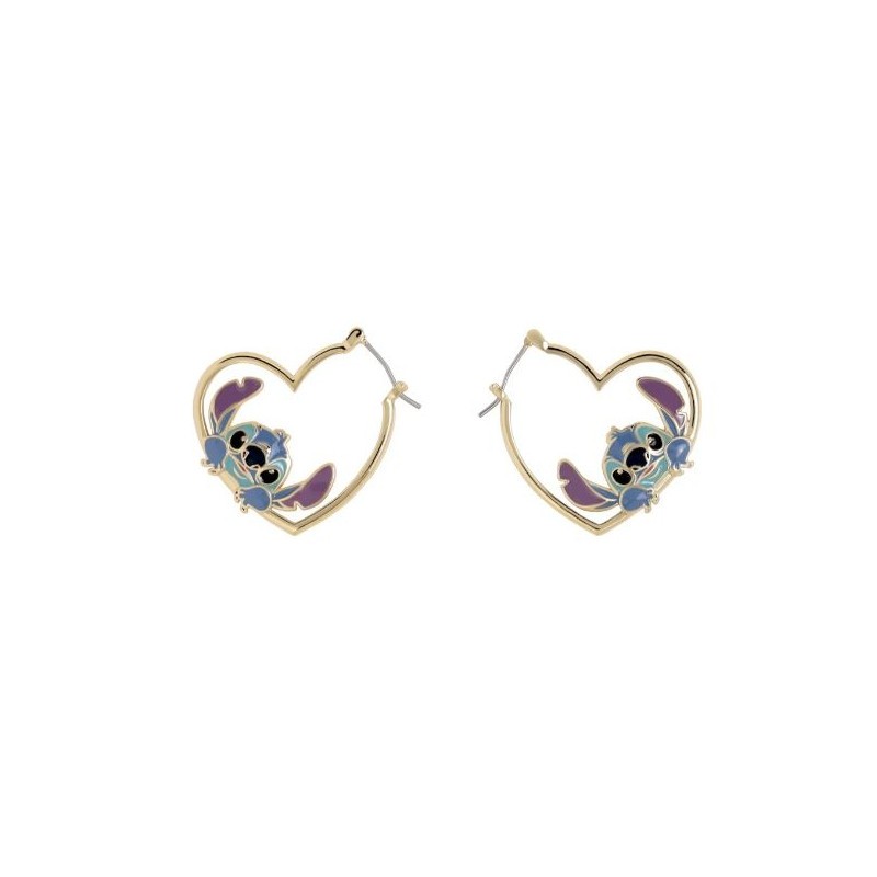 STITCH - 1 Paire d'Anneaux d'Oreilles en forme de Coeur disney