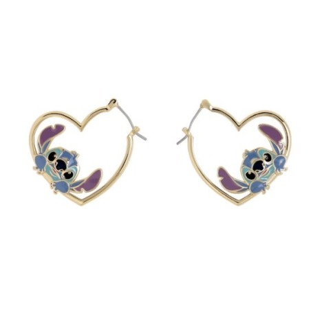 STITCH - 1 Paire d'Anneaux d'Oreilles en forme de Coeur disney
