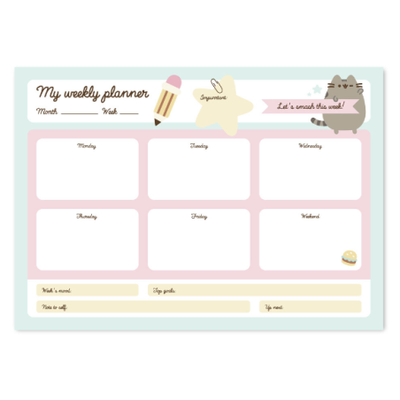 Agenda hebdomadaire A4 - foodie - Pusheen