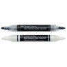 LOT DE 2 FEUTRES ACRYLIQUES FABER CASTEL BLANC / NOIR DOUBLE POINTES
