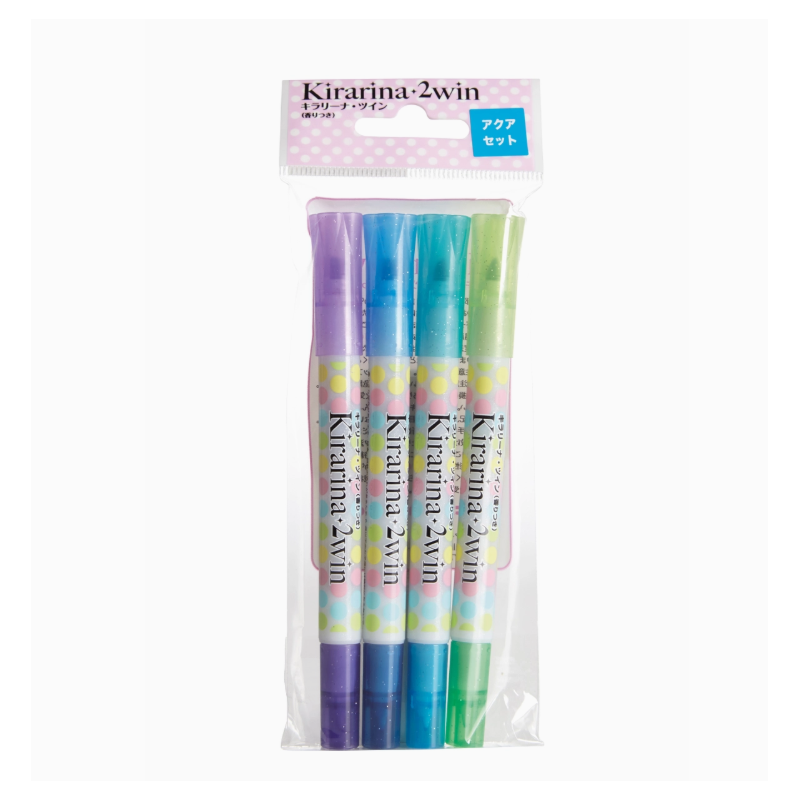 Set de 4 marqueurs à base d'eau double pointes thème Aqua senteur