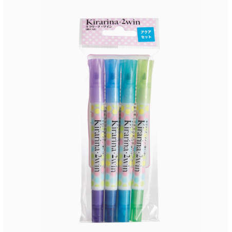 Set de 4 marqueurs à base d'eau double pointes thème Aqua senteur