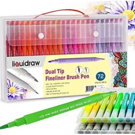 Ensemble de 72 feutres à eau pinceaux à double pointes marqueurs aquarelle