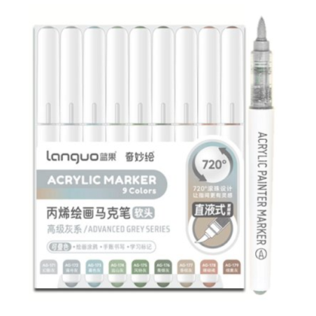 SET FEUTRE MARQUEUR ACRYLIC SERIE GRIS ADVANCED LANGUO