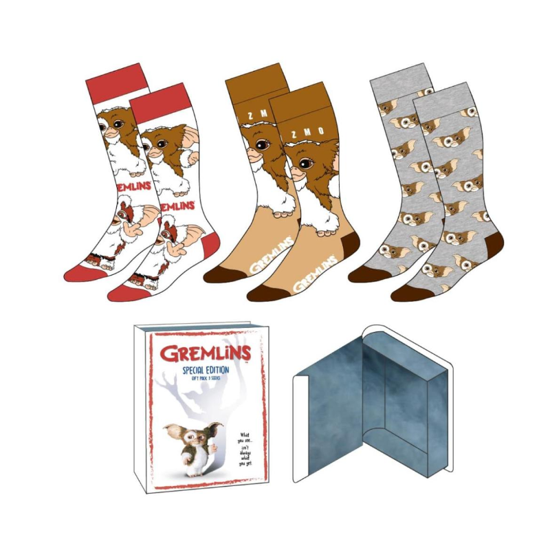 GREMLINS - Pack de 3 Paires de Chaussettes (Taille 36-43)