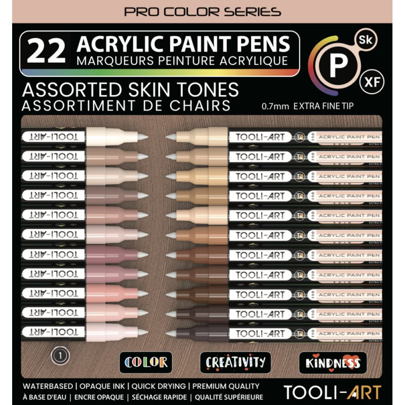 TOOLI Marqueur Acrylique Set Teintes chairs 22 couleurs EF 07mm