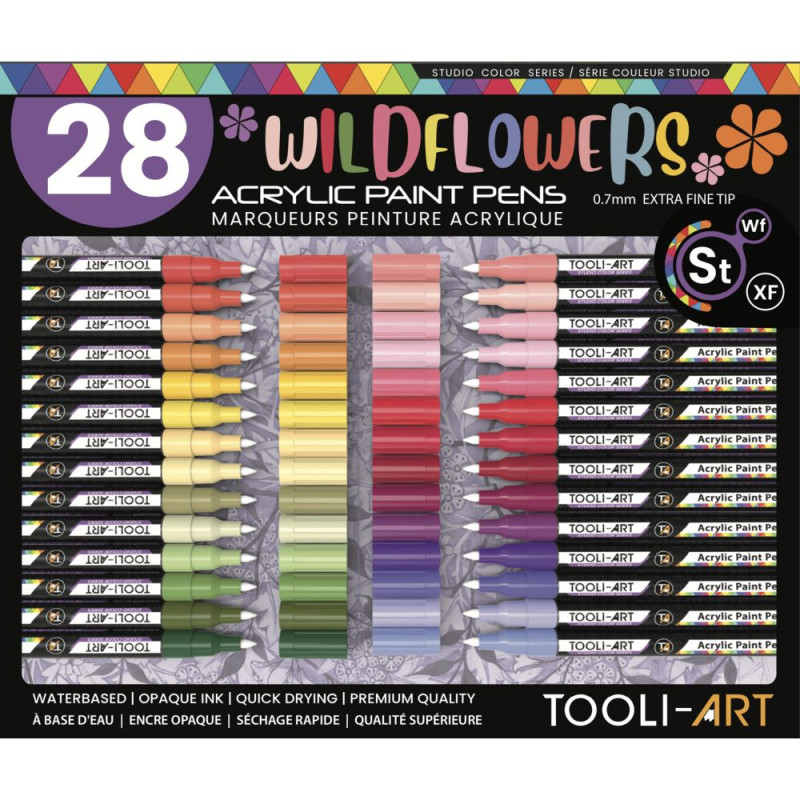TOOLI Marqueur Acrylique Set Fleurs sauvages 28 couleurs EF 07mm