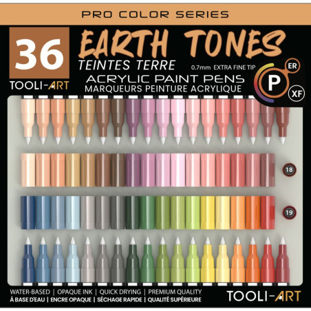 TOOLI Marqueur Acrylique Set Nature 36 couleurs EF 07mm
