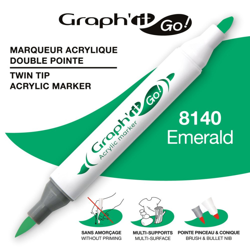 Marqueur acrylique double pointe - 8140 - SPECIAL EMERALD GRAPH'IT GO