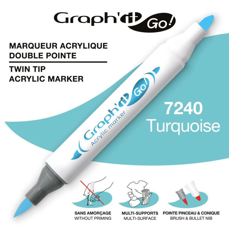 Marqueur acrylique double pointe - 7240 - SPECIAL TURQUOISE GRAPH'IT GO