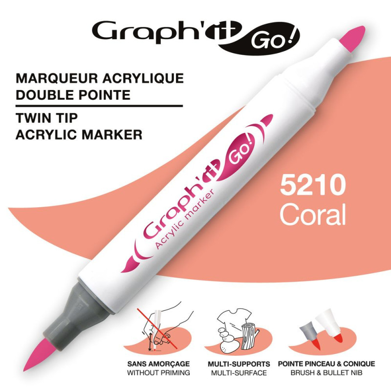 Marqueur acrylique double pointe - 5210 - SPECIAL CORAL GRAPH'IT GO