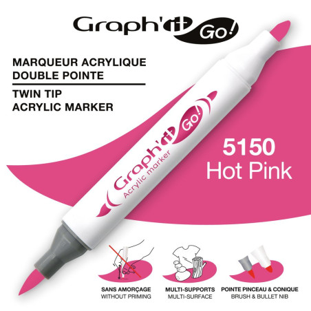 Marqueur acrylique double pointe - 5150 - SPECIAL HOT PINK GRAPH'IT GO