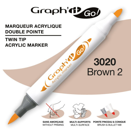 Marqueur acrylique double pointe - 3020 - SPECIAL BROWN 2 GRAPH'IT GO
