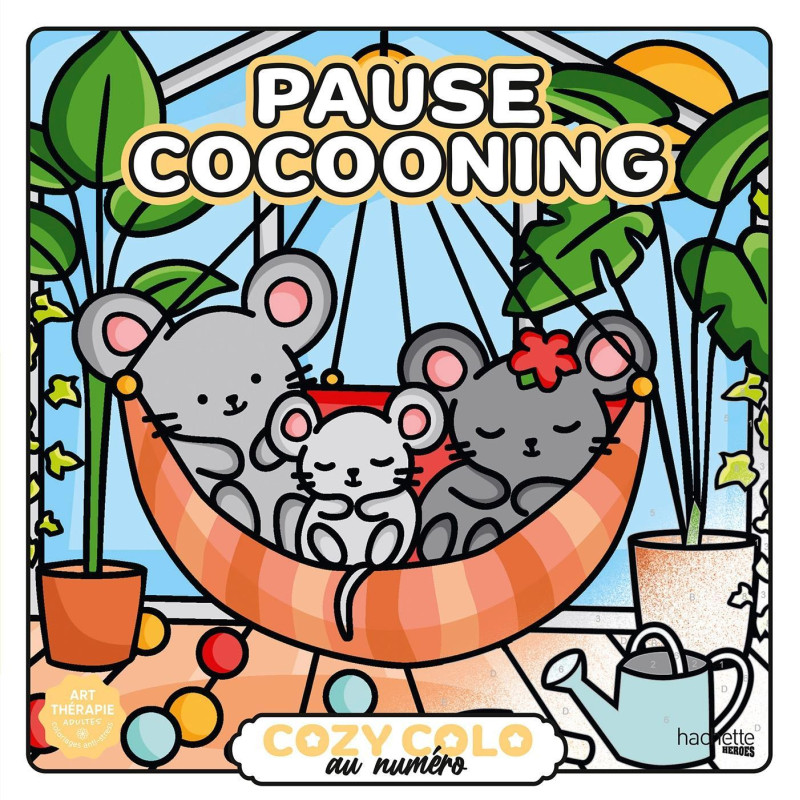 Coloriage Cozy au numéro - Pause cocooning
