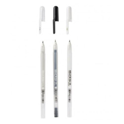 Pack de 3 Sakura Stylo gel Gelly roll Noir, Blanc & Transparent