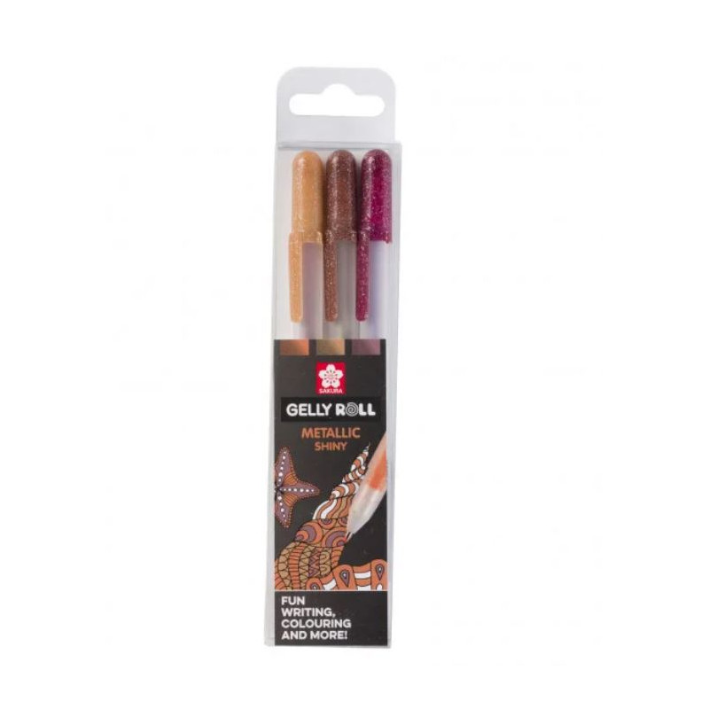 PACK DE 3 STYLO GEL GLITTER SAKURA NATURE