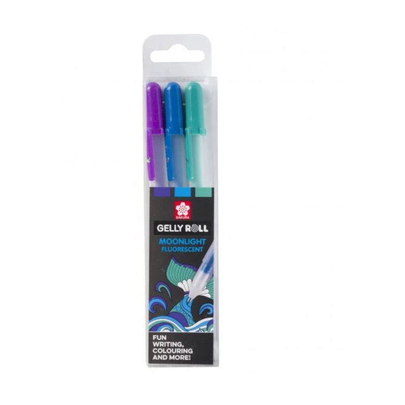PACK DE 3 Stylo gel Sakura Moonlight fluorescent Ocean
