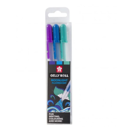 PACK DE 3 Stylo gel Sakura Moonlight fluorescent Ocean