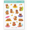 Autocollants étanches Journée à la plage de Capybara Kawaii