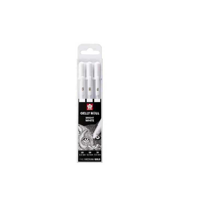 Pack de 3 Stylo Gel Blanc Sakura