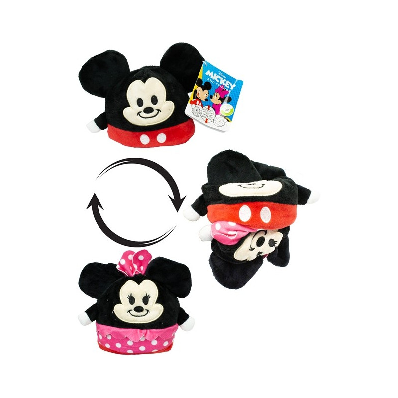 Peluche réversible Disney Mickey et Minnie Mouse 8 cm
