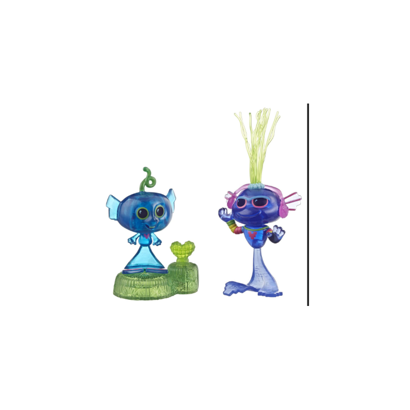 Set 2 Figurines de l'enfant Sirène avec tête dodelinante et Trollex- Les Trolls