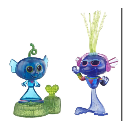 Set 2 Figurines de l'enfant Sirène avec tête dodelinante et Trollex- Les Trolls