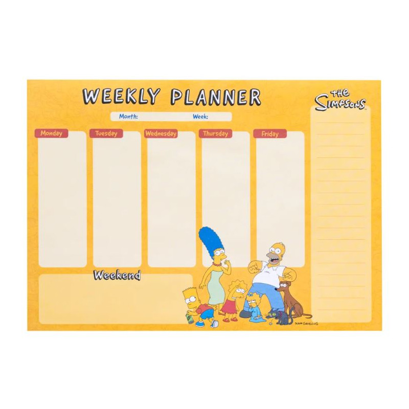 BLOC PLANIFICATEUR HEBDOMADAIRE A4 LES SIMPSON