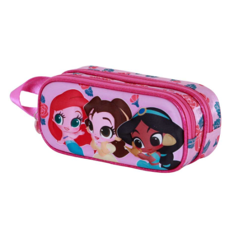 Trousse double 3D Princesses Disney Fleurs