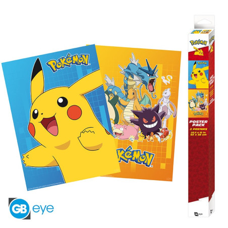 POKEMON - Personnages en couleurs - Set de 2 posters '52x38'