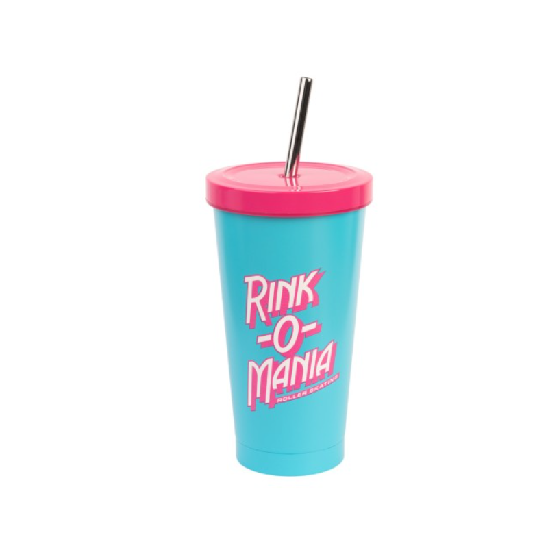 VERRE EN ACIER AVEC PAILLE STRANGER THINGS - RINK-O-MANIA